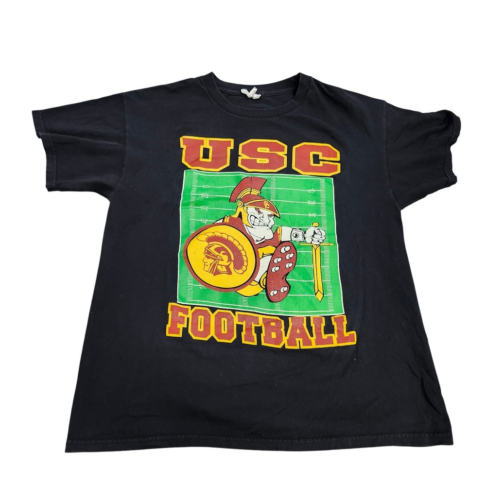 USC Trojans Football Graphic T-Shirt Black Mens Large Double Sided Mascot Tee - Picture 1 of 7